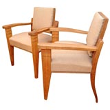 Charles Dudouyt Oak Arm Chairs