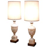 Pair of Oversized Neoclassical Marble Lamps