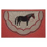 Vintage 1930's Hand-Hooked and Mounted Pictorial Horse Rug