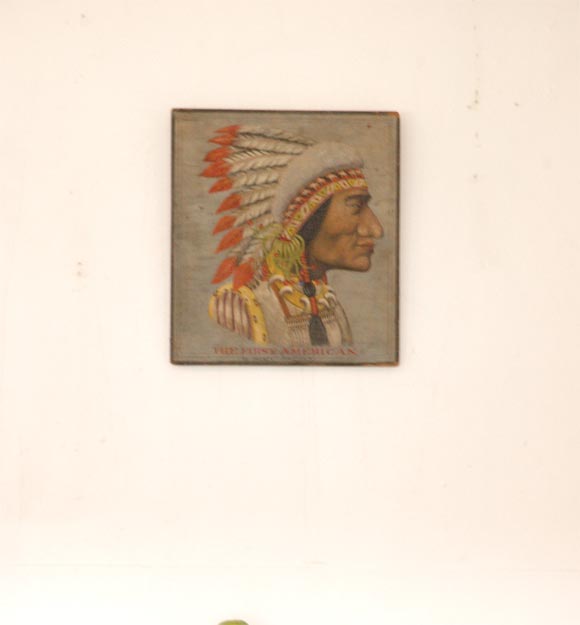 19THC  ORIGINAL POLYCHROME PAINTED INDIAN PAINTING ON BOARD 3