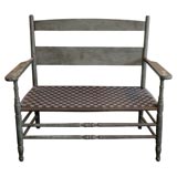 19THC SHAKER STYLE SETEE/BENCH IN ORGINAL BLUE/GREY PAINT