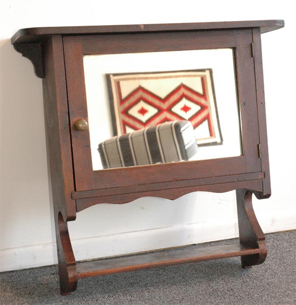 19THC WALNUT HANGING MEDICINE CABINET FROM MAINE