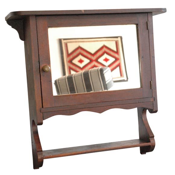 19THC WALNUT HANGING MEDICINE CABINET FROM MAINE