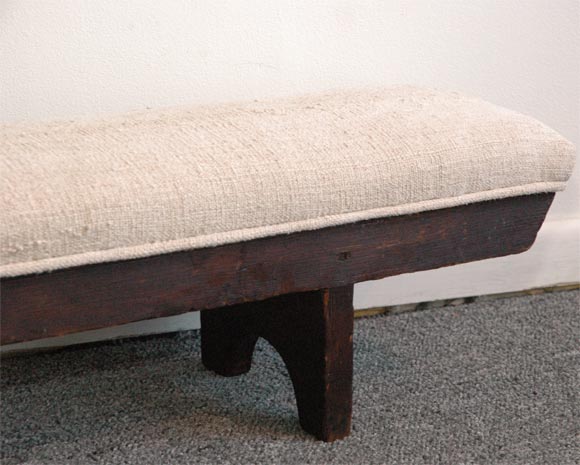 American 19TH C UPHOLSTERED  PRAYER BENCH FROM NEW ENGLAND