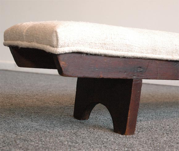 Wood 19TH C UPHOLSTERED  PRAYER BENCH FROM NEW ENGLAND
