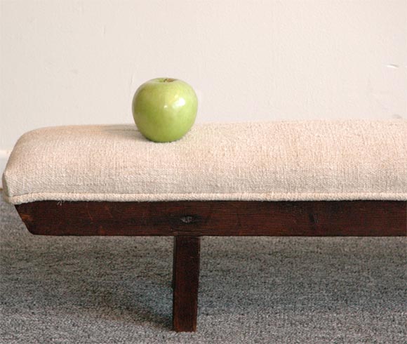 19TH C UPHOLSTERED  PRAYER BENCH FROM NEW ENGLAND 3