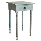 19THC ORIGINAL ROBIN EGG BLUE ONE DRAWER STAND FROM MAINE
