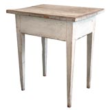 19THC ORIGINAL GREY PAINTED TAPERED LEG TABLE