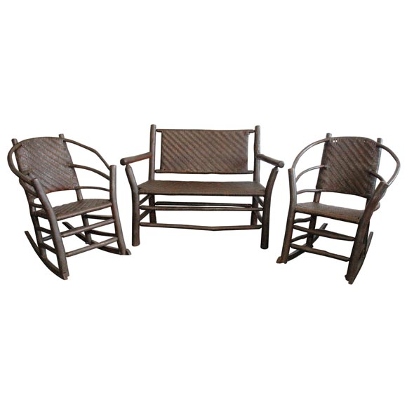 3 PIECE  ADIRONDACK /HICKORY SET SIGNED MARTINSVILLE, INDIANA