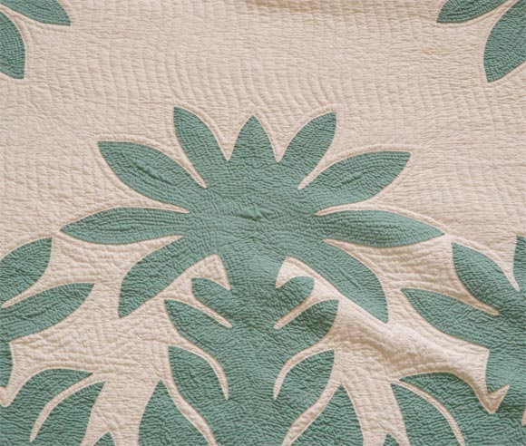 Cotton 1930'S RARE & BEAUTIFUL HAWAIIAN  QUILT  IN MINT GREEN