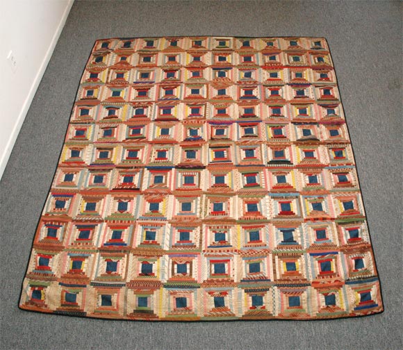 19THC LOG CABIN QUILT FROM PENNSYLVANIA