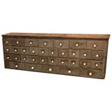 19THC ORIGINAL GREY PAINTED APOTHECARY CHEST FROM PENNSYLVANIA
