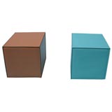 Leather "cube" ottoman or end table