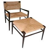 Mel Smilow Caned Arm Chair and Ottoman
