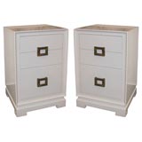 Vintage Pair of White Enamel Nite Stands Attribited to Tommy Parzinger