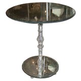 Italian Round Mirrored Table with Beautifully Etched Glass