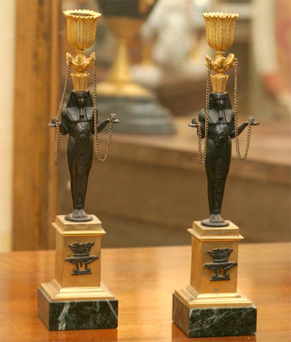 Pair of French Figural Candlesticks In Good Condition For Sale In Hudson, NY