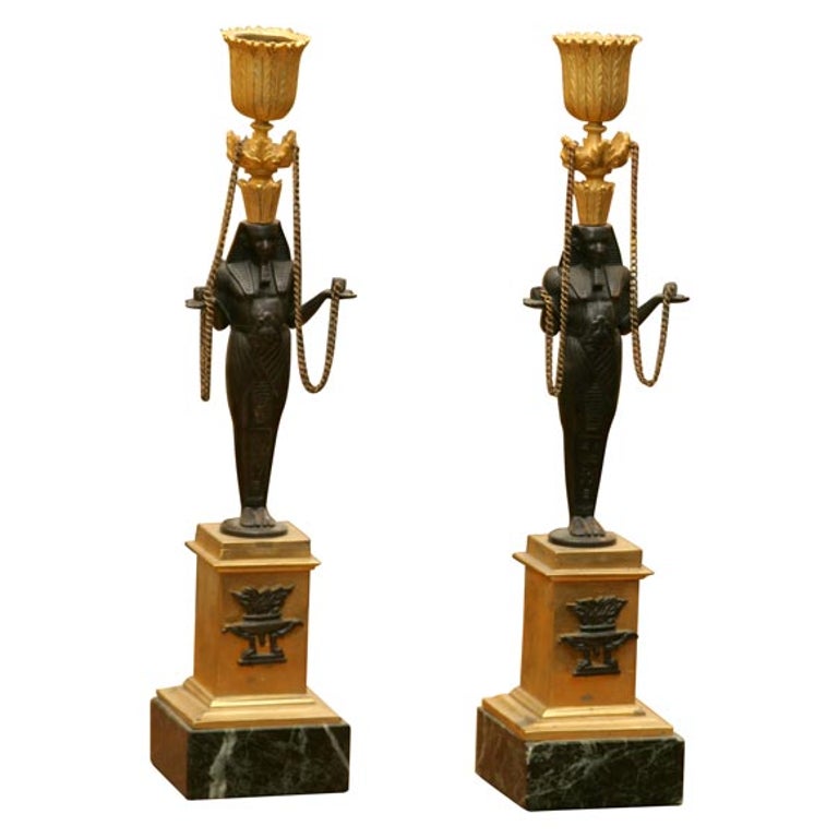 Pair of French Figural Candlesticks For Sale