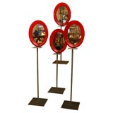 set of four red mirrored candle stand