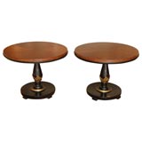 Pair of Walnut Top Pedestal Side Tables