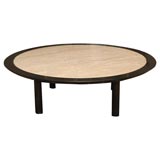 Round Michael Taylor For Baker Travertine Top Coffee Table
