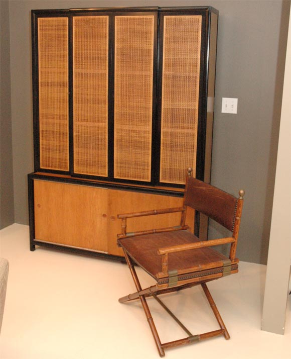 Tall Baker Furniture Cabinet With Caned Storage