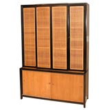 Tall Baker Furniture Cabinet With Caned Storage
