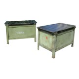 Vintage Industrial Metal Boxe Side Tables