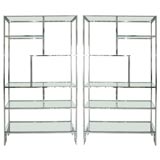 Chrome and Glass Bookcases