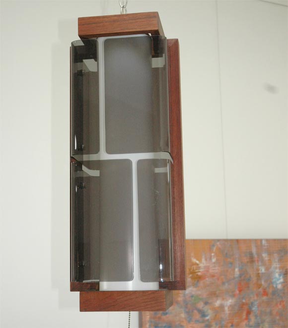 Wood and Smoke Lucite Hanging Fixture