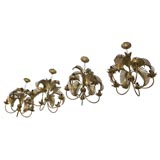 Four metal palm chandeliers