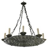 Iron chandelier with curls and unusual hand wrought chain