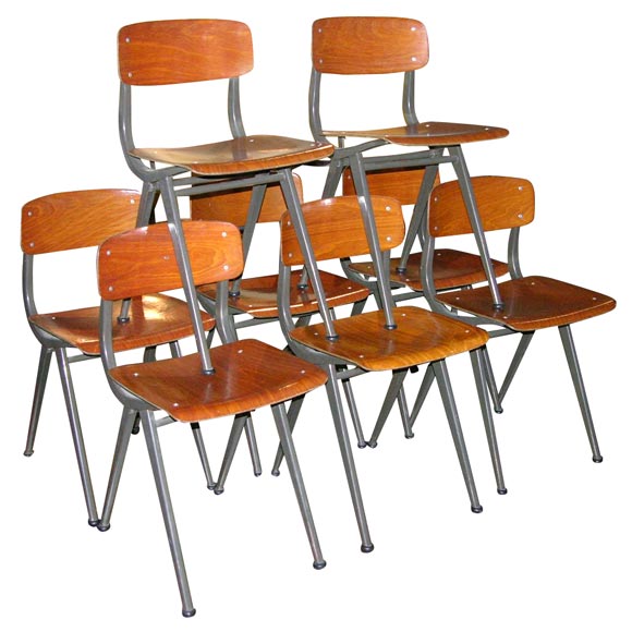 Set of Eight Unusual Friso Kramer Chairs For Sale