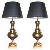Pair of Gilt & Silvered Mercury Lamps