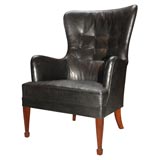 Fritz Henningsen Black Leather Armchair-All Original