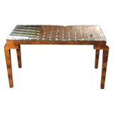 Guglielmo Ulrich Palmwood Table with Mirrored Glass and Bronze