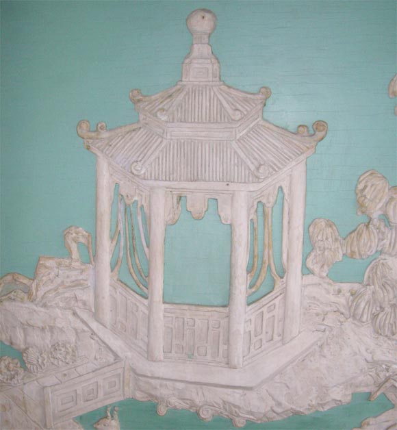 Two Large Decorative Chinoiseries Carved Panels by Terrell 2