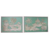 Two Large Decorative Chinoiseries Carved Panels by Terrell