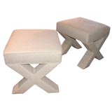 Pair of Massive X-Benches in Natural Linen