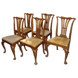 Set of five George II mahogany dining chairs