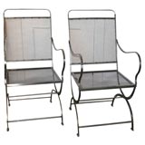 Unusual Pair of Stainless Steel and Mesh Chairs