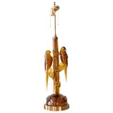 Amber Murano Glass Parrot Lamp