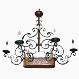 French Iron and Copper Chandelier
