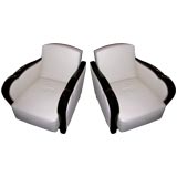 A pair of leather reclining Art Deco club chairs