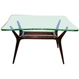 A hand etched crystal topped occasional table by Fontana Arte