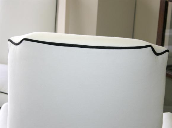American Pair of White High-Back Armchairs
