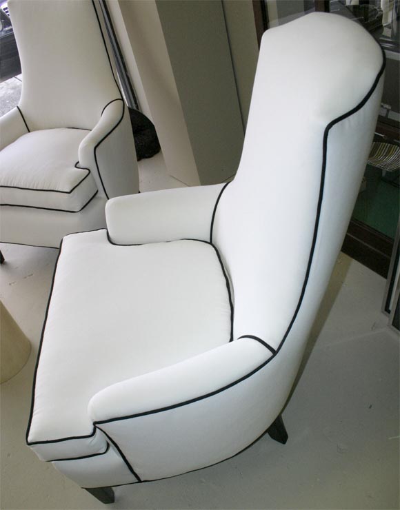 Pair of White High-Back Armchairs 2
