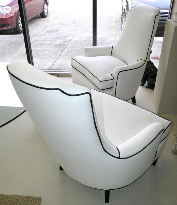Pair of White High-Back Armchairs 3