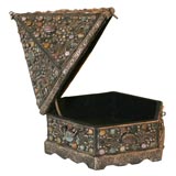 HARDSTONE INSET SILERED METAL BOX