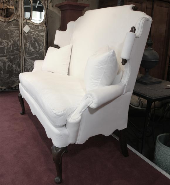 English Queen Ann style high back settee